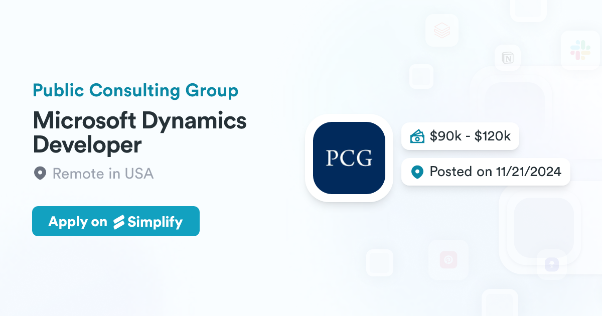Microsoft Dynamics Developer Public Consulting Group Simplify Jobs